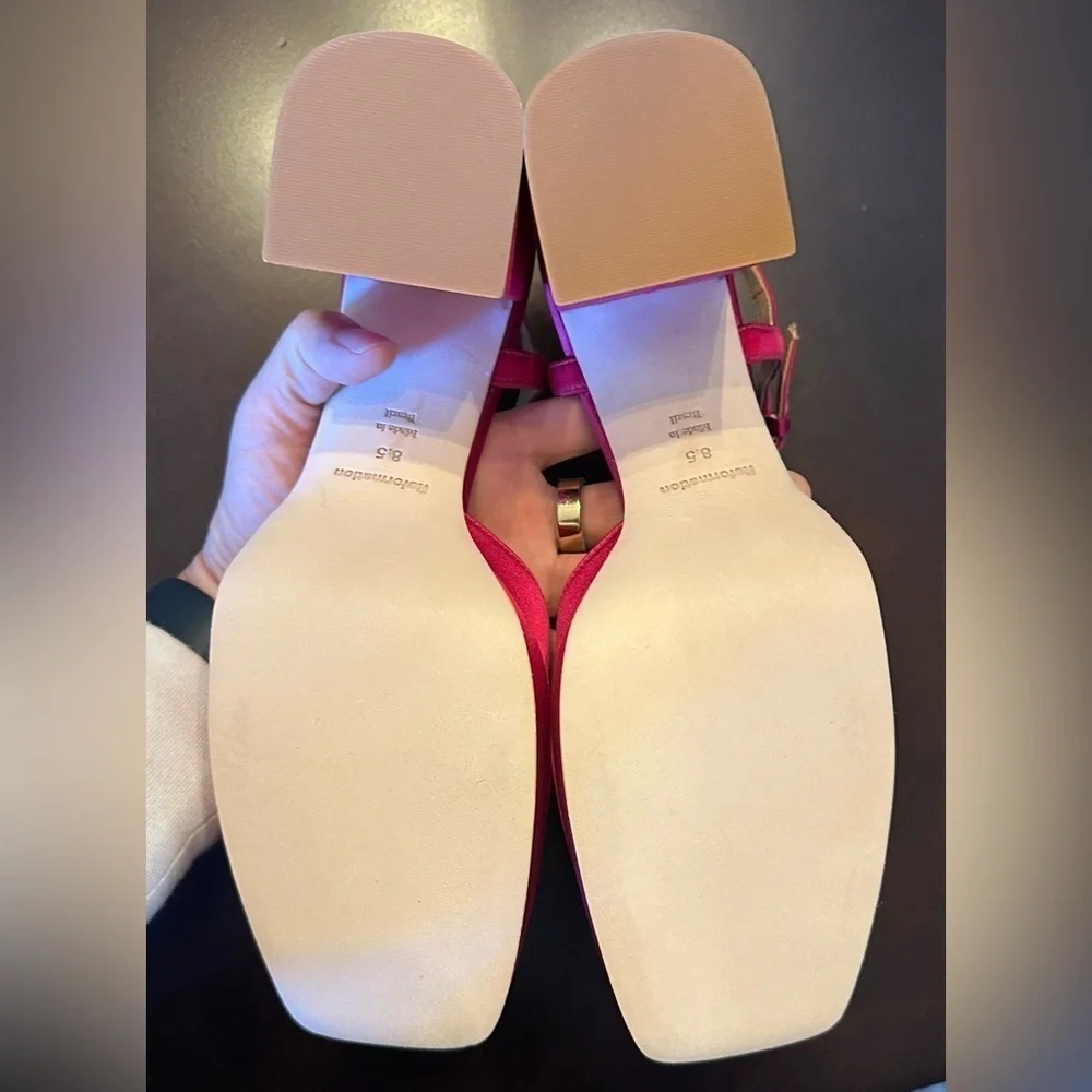 NIB Reformation Marisol Platform Heel 8.5 Rhubarb Magenta Fuschia Satin